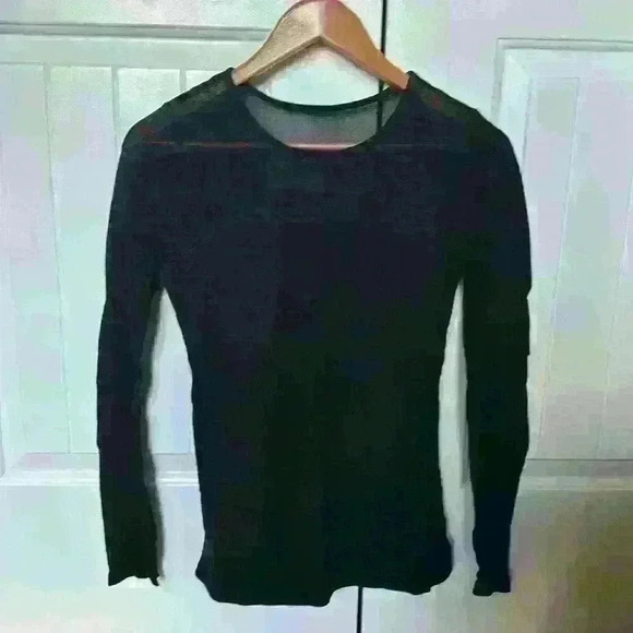 Three Dots Tops - Three Dots Black Mesh Long Sleeve Shirt